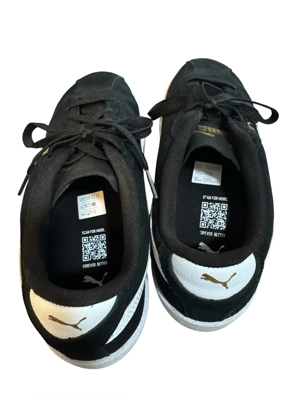 PUMA club Black Suede Classic Sneakers with White Sole Sz 9 women Sz 7.5 men - Picture 5 of 6